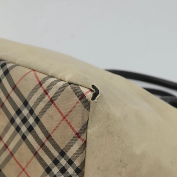 Burberrys Blue Label Tote Bag Nylon Beige Silver Auth ti3066 - Picture 4 of 16